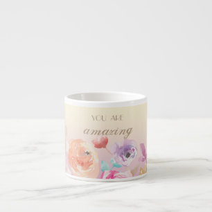 Schattige kleurrijke Waterverf Flowers Espresso Kop