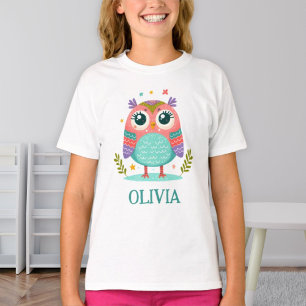 Schattige Kleurrijke Whimsical Baby Uil T-shirt