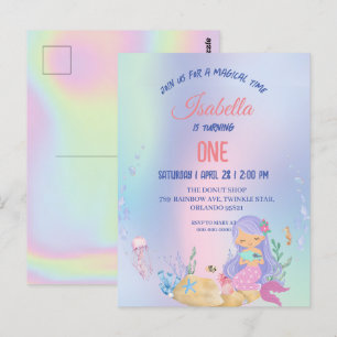 Schattige Kleurrijke zeemeermin Regenboog Verjaard Briefkaart