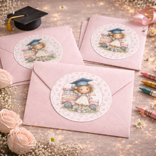 Schattige kleuterschool afstudeer sticker