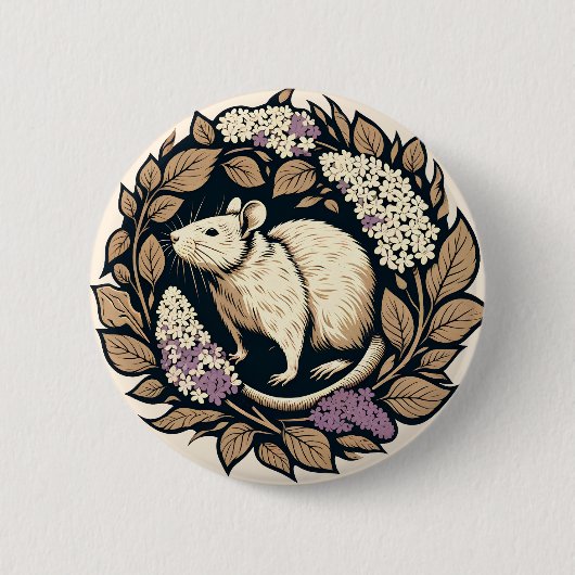 Schattige knaagdier Rat huisdier roggen design Ronde Button 5,7 Cm (Voorkant)