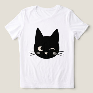 Schattige knipogend zwart kattengezicht Tri-Blend shirt