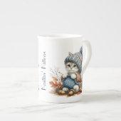 Schattige Knittin 'Kittens Bone China Mok (Voorkant rechts)