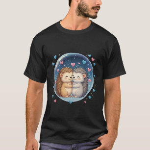 Schattige Knuffel Egel in Sterren Bubbel Kawaii Ku T-shirt