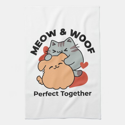 Schattige knuffel voor katten en honden - Meow & W Theedoek (Verticaal)