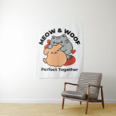 Schattige knuffel voor katten en honden - Meow & W Wandkleed (In situ)