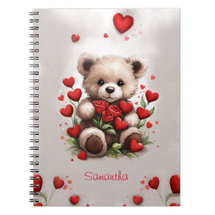 Schattige Knuffelbare Teddybeer Rozen en Harten Notitieboek