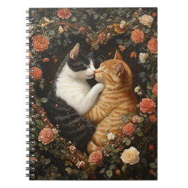 SCHATTIGE KNUFFELENDE KATTEN IN BLOEMENHART NOTITIEBOEK