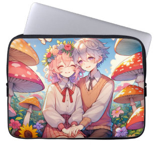 Schattige knuffelig anime paar laptop sleeve