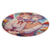 Schattige knuffelig anime paar snijplank (Hoek)