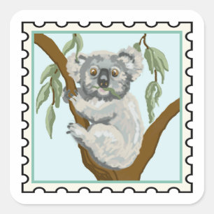 Schattige Koala Australische postzegel kunst Vierkante Sticker