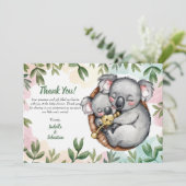 Schattige Koala Baby En Koala Moeder Dankkaart Kaart (Staand voorkant)