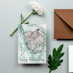 Schattige Koala Baby Knuffel Waterverf Dier Vaderd Briefkaart
