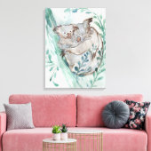 Schattige Koala & Baby Waterverf Neutrale Kinderka Canvas Afdruk (Insitu (Woonkamer))