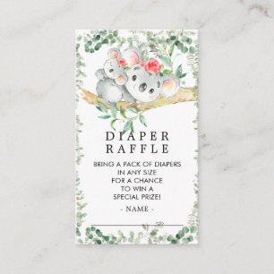 Schattige Koala Beer Baby shower Luier Raffle Tick Informatiekaartje