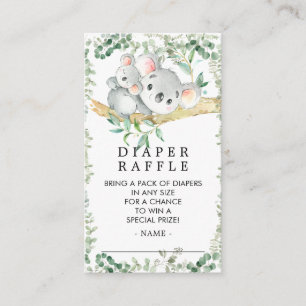 Schattige Koala Beer Baby shower Luier Raffle Tick Informatiekaartje