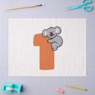 Schattige Koala Beer Eén Zoete Jaar 1e Verjaardag Tissuepapier