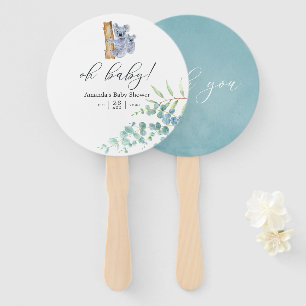 Schattige Koala Beer Eucalyptus Bladeren Baby Show Handwaaier