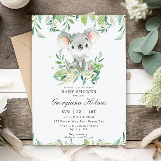 Schattige Koala Beer Eucalyptus groen Baby shower Kaart