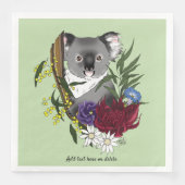 Schattige Koala Beer Groene Australische Wilde Blo Servet (Voorkant)