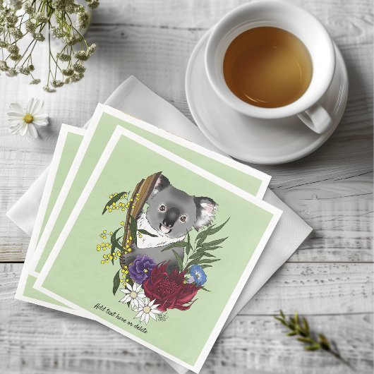 Schattige Koala Beer Groene Australische Wilde Blo Servet