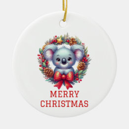 Schattige Koala Beer Kerstmis Keramisch Ornament