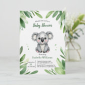Schattige Koala Beer met Groen Bladeren Baby showe Kaart (Staand voorkant)