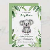 Schattige Koala Beer met Groen Bladeren Baby showe Kaart (Voorkant / Achterkant)