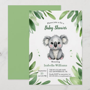 Schattige Koala Beer met Groen Bladeren Baby showe Kaart