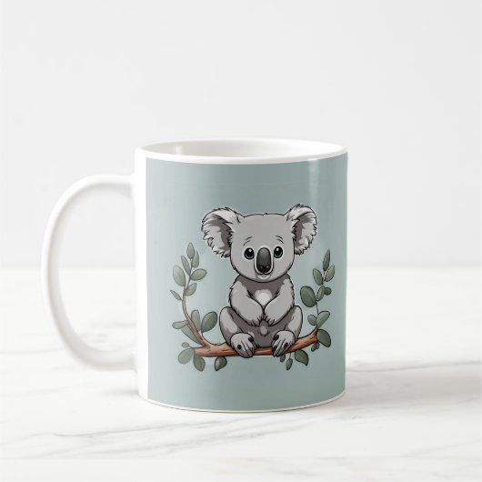 Schattige koala beer op blauwgroen koffiemok (Links)