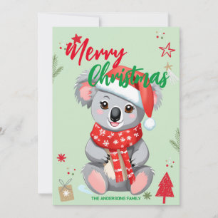 Schattige Koala BEER santaKerst Vakantie Familie n Feestdagenkaart