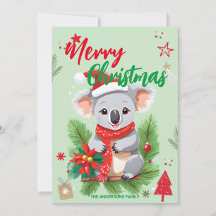 Schattige Koala BEER santaKerstvakantie Familie na Feestdagenkaart