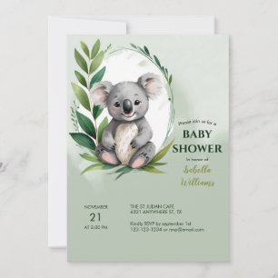 Schattige Koala Beer Waterverf Groen Baby shower Kaart