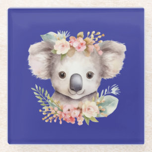 Schattige Koala Blauw Glazen Onderzetter