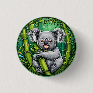 Schattige Koala die een Bamboestengel Omhelst Ronde Button 3,2 Cm