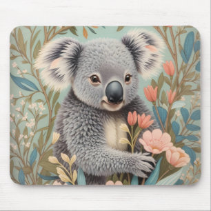 Schattige Koala Elegante Pastel Bloemen Muismat