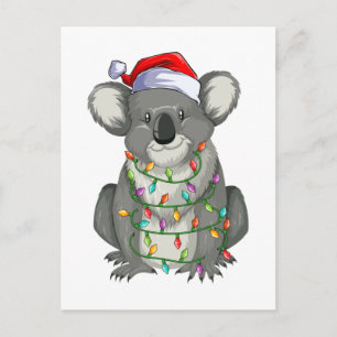 Schattige koala in kerstlichtjes briefkaart