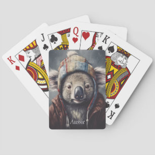 Schattige koala met een leuke hoed op maat pokerkaarten