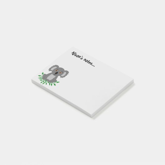 Schattige koala met eucalyptus post-it® notes (Schuin)