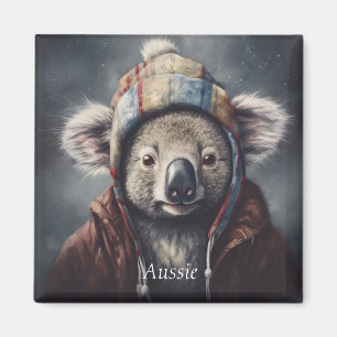 Schattige koala met schattig pet op maat magneet