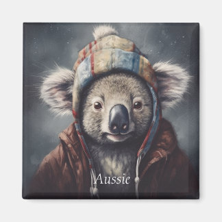 Schattige koala met schattig pet op maat magneet