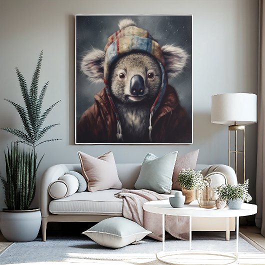 Schattige koala met schattig winter pet poster