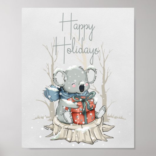 Schattige Koala Prettig Kerstfeest Poster (Voorkant)