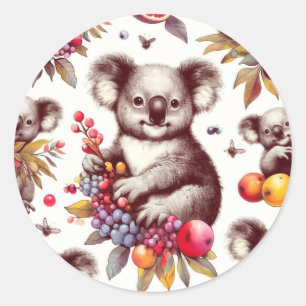 Schattige Koala Schilderen Naadloos Ronde Sticker