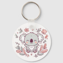 Schattige Koala-Sleutelhanger met bloemenontwerp Sleutelhanger