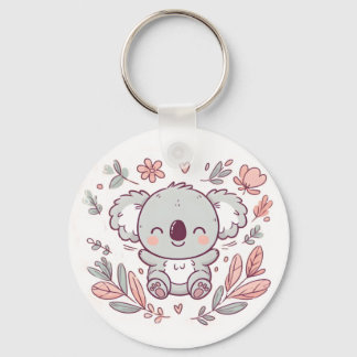 Schattige Koala-Sleutelhanger met bloemenontwerp Sleutelhanger