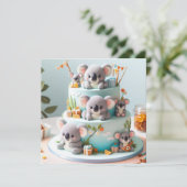 SCHATTIGE KOALA THEMA KIDS VERJAARDAGSTAART KAART (Staand voorkant)