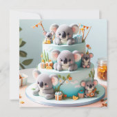 SCHATTIGE KOALA THEMA KIDS VERJAARDAGSTAART KAART (Voorkant)