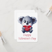 Schattige Koala Valentijnkaart Kaart (Voorkant / Achterkant in situ)