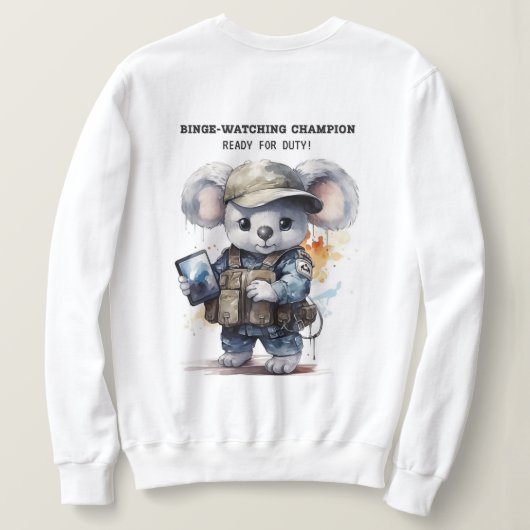 Schattige Koala Wit Sweatshirt voor Binge-Watch li (Design achterkant)